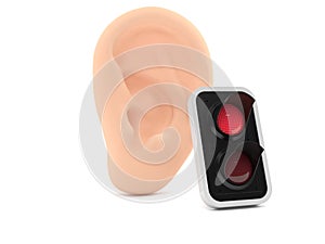 Ear with red traffic light