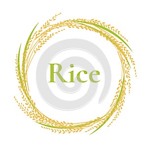 Ear of rice logo design, circle frame vector, plant