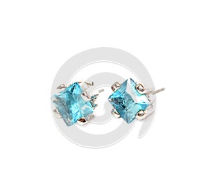 Ear-rings with blue gem