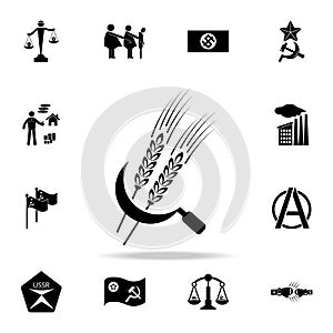 ear and sickle icon. Detailed set of communism and socialism icons. Premium graphic design. One of the collection icons for