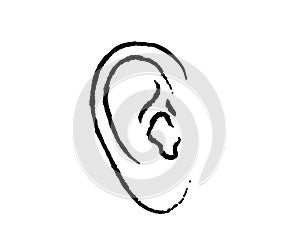 Ear symbol. Human ear on a white background. Sketch. Vector