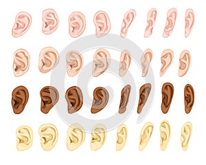 Ear vector human eardrum ear rope hearing sounds listening body part and deafness silence illustration sensory set photo