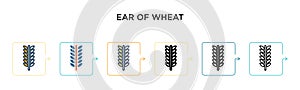 Ear of wheat vector icon in 6 different modern styles. Black, two colored ear of wheat icons designed in filled, outline, line and