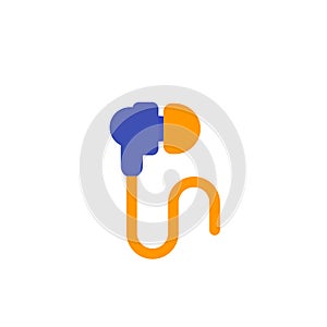 Earbud Headphones icon on white, flat vector