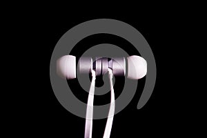 Earbuds Earphones Headphones White Fashionable Metal Closeup Detail Accessory Macro