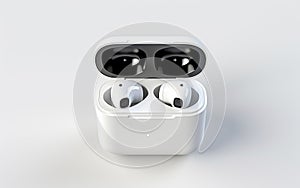Earbuds in Seclusion on White Background