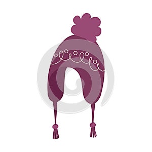 Earflap winter hat with pom. Vector