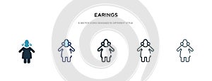 Earings icon in different style vector illustration. two colored and black earings vector icons designed in filled, outline, line
