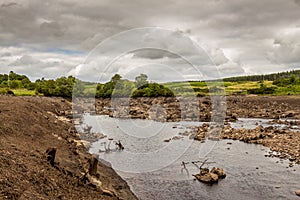 Earlstoun Loch and reservoir dewatered or drained, near Dalry, Scotland