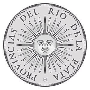 Early Argentinian silver coin with Sun of May photo
