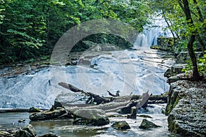 Early Atumn View from the Base of Roaring Run Waterfalls in Virginia, USA