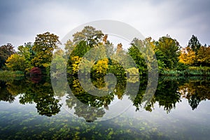 Early autumn color and a lake at Ã˜stre AnlÃ¦g, in Copenhagen, D