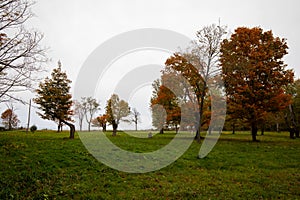 Early Autumn landscape at Casco Township Nature Preserve, South Haven Michigan. Fall colors.