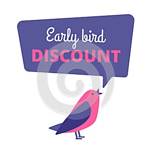 Early bird. Discount special offer, sale banner. Early birds vector concept photo