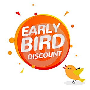 Early bird discount vector special offer sale icon. Early bird icon cartoon promo sign banner