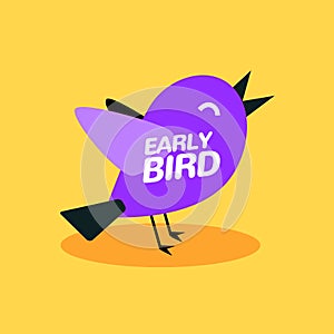Early bird discount vector special offer sale icon. Early bird icon cartoon promo sign banner photo