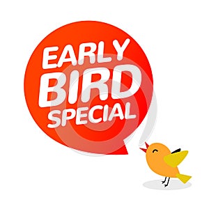 Early bird discount vector special offer sale icon. Early bird icon cartoon promo sign banner photo