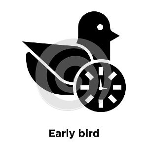 Early bird icon vector isolated on white background, logo concept of Early bird sign on transparent background, black filled