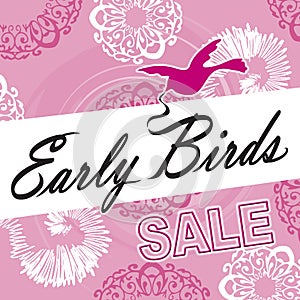 Early Bird Sale Logo Pink Ornate