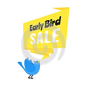 Early bird special offer discount sale event banner flat style design vector illustration.