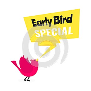 Early bird special offer discount sale event banner flat style design vector illustration.