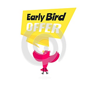 Early bird special offer discount sale event banner flat style design vector illustration.