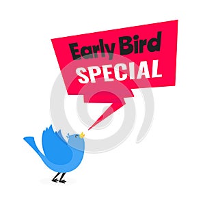 Early bird special offer discount sale event banner flat style design vector illustration.