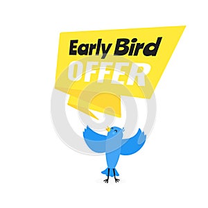 Early bird special offer discount sale event banner flat style design vector illustration.