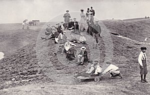 Photo postcard of Bank Holiday, Uffington Castle, Oxfordshire, 1899.