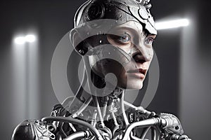 3D rendering Metal Cyborg woman photo