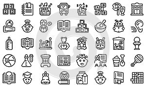 Early educations icons set outline vector. Baby learn