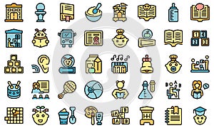 Early educations icons set vector flat photo