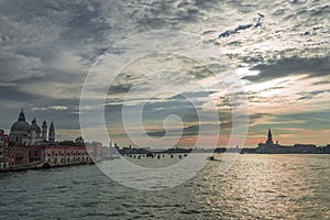 Early evening with sunset at amazing Venice, Italy, summer time