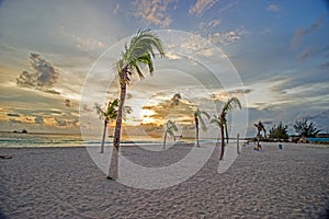 Early Evening Sunset view from a tranquil beach in on the west coast of Barbados