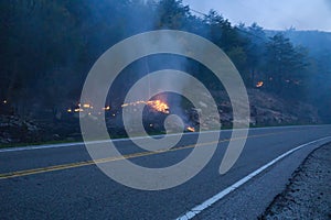 Early Evening View of the Forest Fire on Catawba Mountain