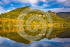 Early fall reflections at Echo Lake, in Franconia Notch State P