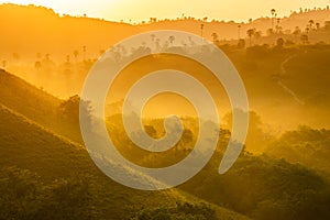 Early foggy morning view of Rinca Island Komodo National Park photo