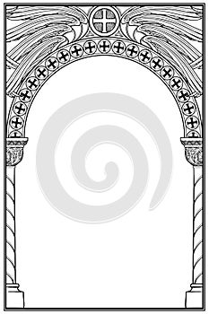 Early medieval Byzantine style round arch.