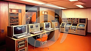 Early Microcomputer Room From The With Hobbyistbuilt Machines. Generative AI photo
