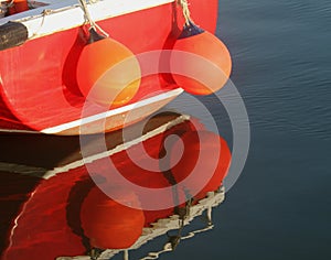 Early Morning, Amble Harbour, Red boat
