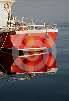 Early Morning, Amble Harbour, Red boat