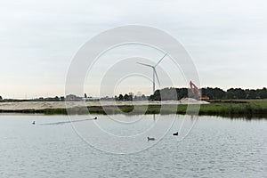 Early Morning Construction Site Wind Turbine