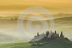 Early morning on countryside, San Quirico dÂ´Orcia