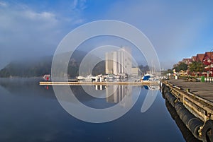 Early morning at the inner harbor of halden