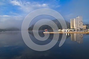 Early morning at the inner harbor of halden