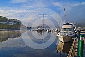 Early morning at the inner harbor of halden