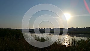 Early morning on the lake in the middle of the steppe (Ukraine, Kherson region)