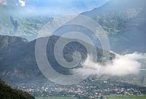 Early morning landscape in Pokhara valley