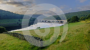 Early morning light on the Lady Bower Reservoir and Snake Road Bridge, Peak District, UK