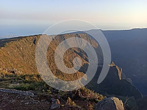 Early morning light in Maido viewpoint over Mafate, Reunion Island photo